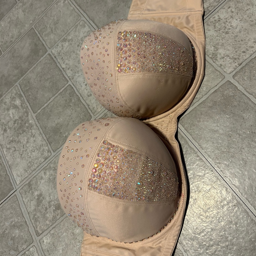 Elegant Crystal Embellished Nude Bra